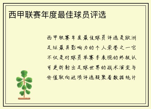 西甲联赛年度最佳球员评选